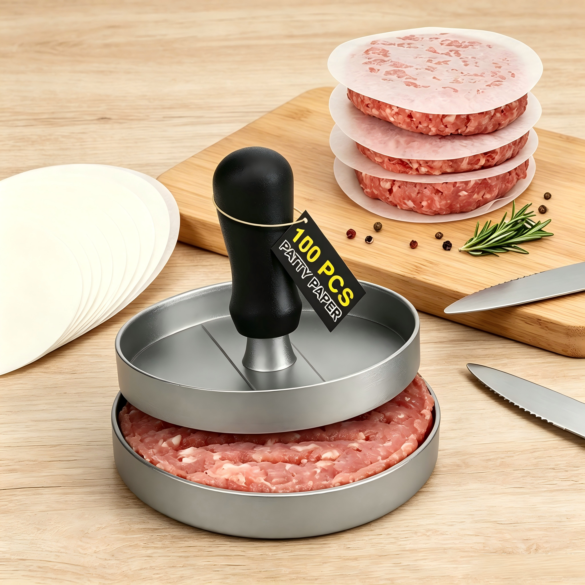 SLMRHLVE Hamburger Patty Press, Non-Stick Burger Maker Tool, Round Burger Patty Mold for Kitchen BBQ Grill Homemade Burgers